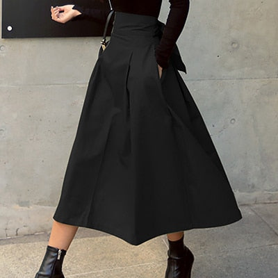 Shinetime' Long Skirt black