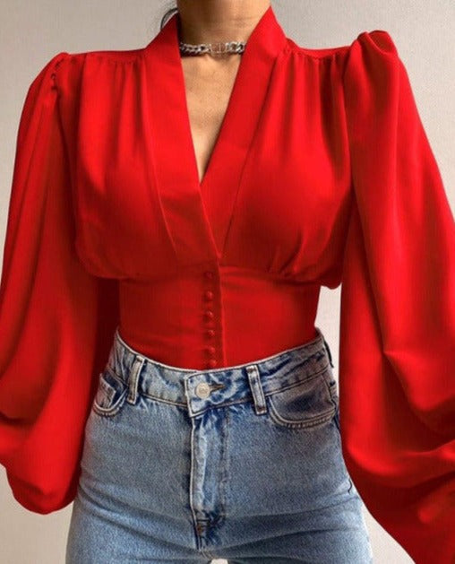 RITA BUTTONED SHIRT Red
