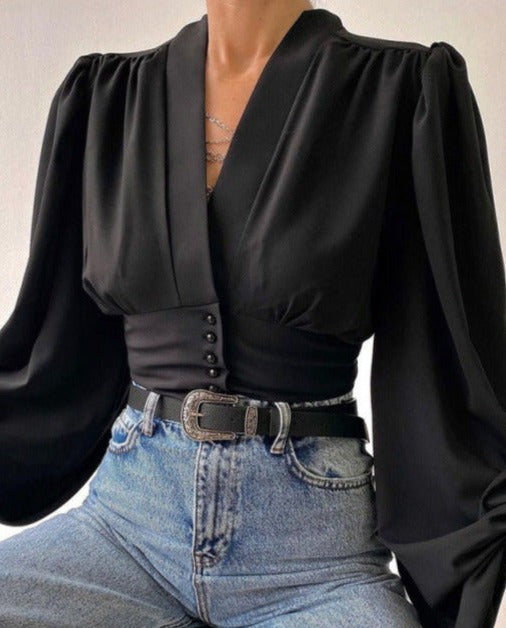 RITA BUTTONED SHIRT Black