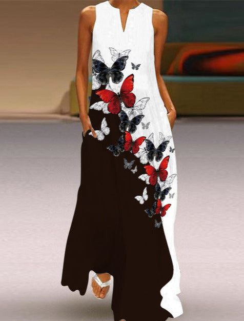 QANNA MAXI DRESS Black White Butterfly