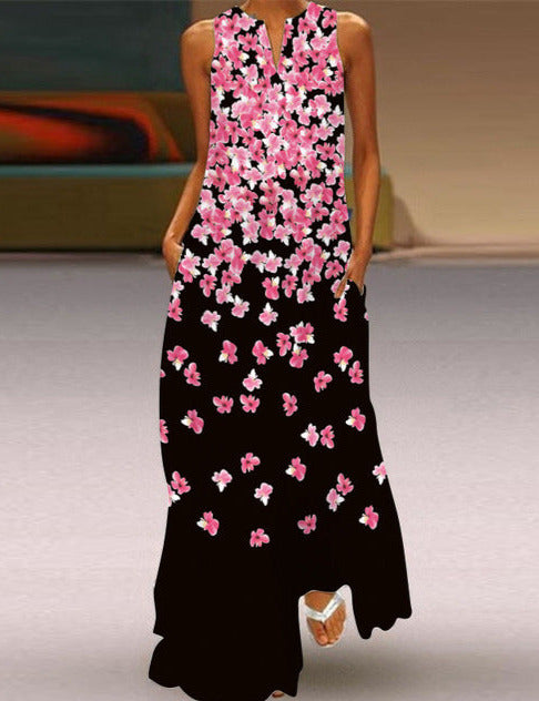 QANNA MAXI DRESS Black Flowers