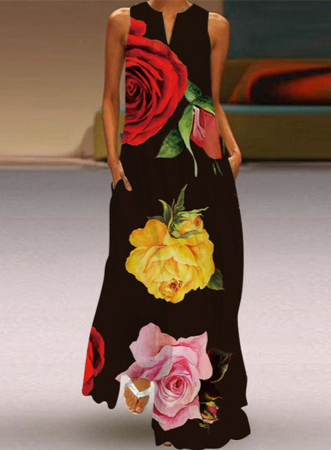QANNA MAXI DRESS Black n Rose