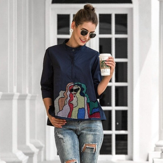 Monysa Shirt Navy Blue