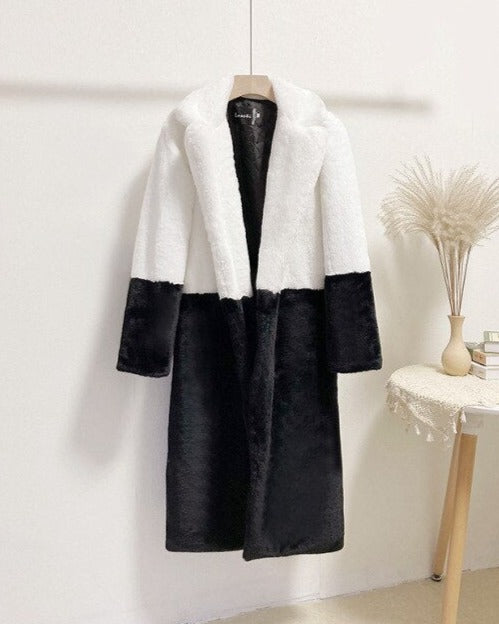 ELLA TRENDY FUR COAT White Black