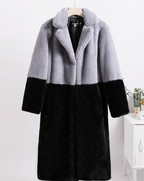 ELLA TRENDY FUR COAT Gray Black