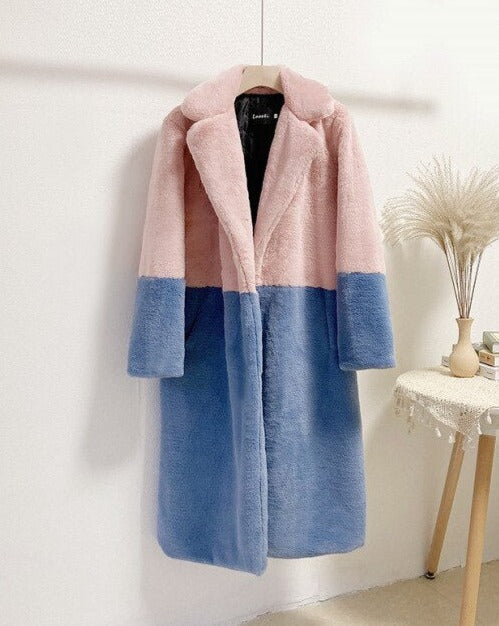 ELLA TRENDY FUR COAT Pink Blue