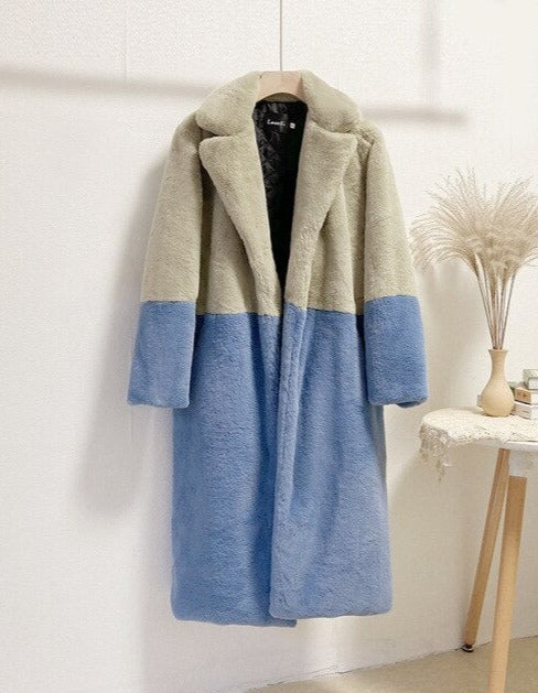 ELLA TRENDY FUR COAT Green Blue