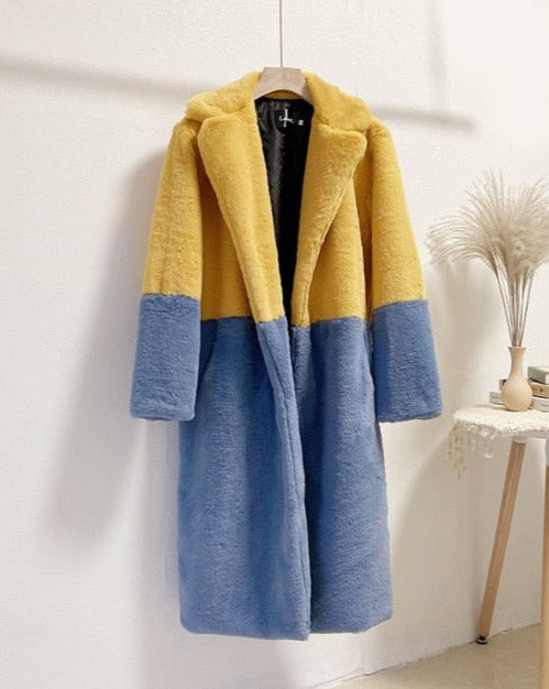 ELLA TRENDY FUR COAT Yellow Blue