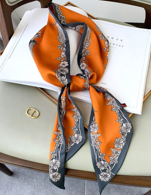LAYLA SILKY SCARF Orange 150x15cm
