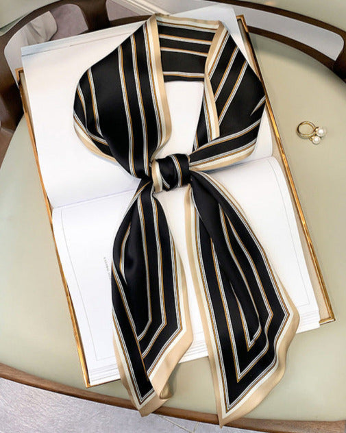LAYLA SILKY SCARF Black 150x15cm