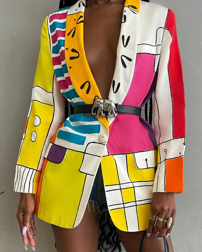 LORA ABSTRACT BLAZER Geometric yellow