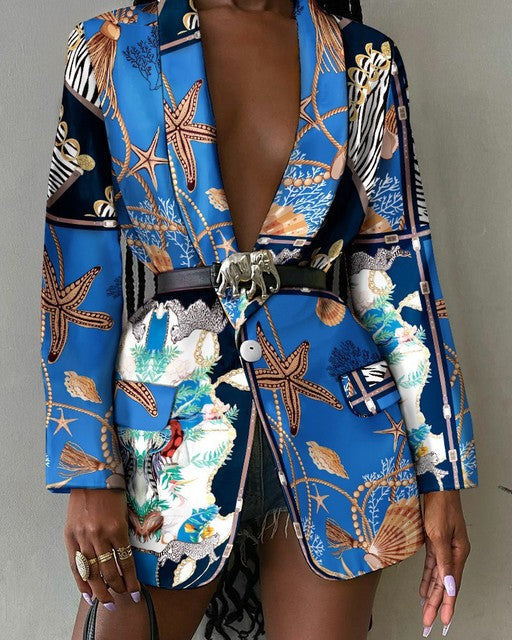 LORA ABSTRACT BLAZER Blue black
