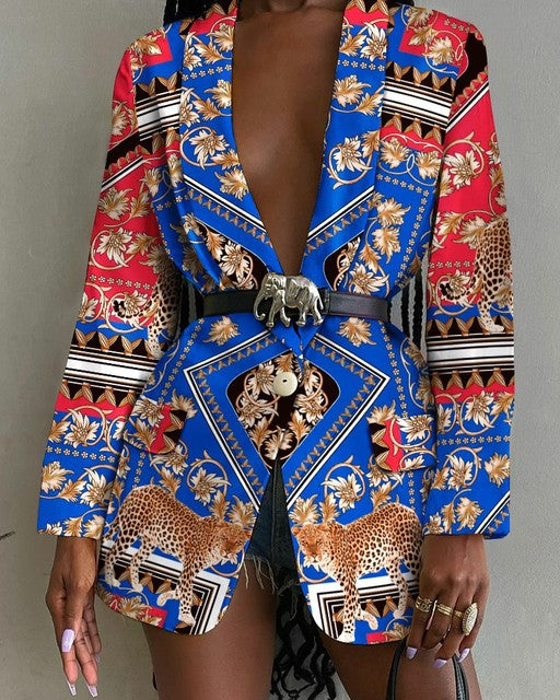 LORA ABSTRACT BLAZER Blue red