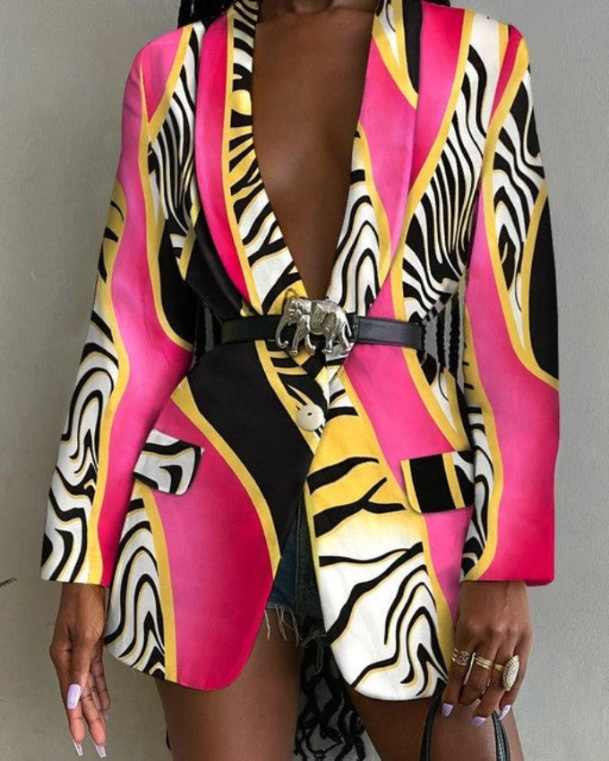 LORA ABSTRACT BLAZER Leopard Red