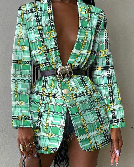 LORA ABSTRACT BLAZER Green