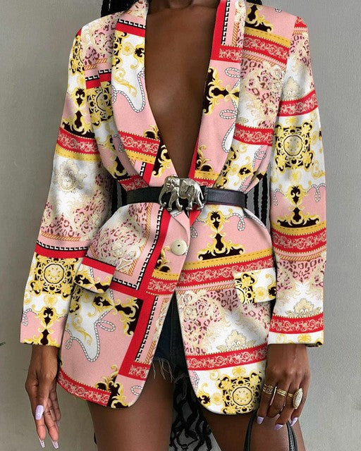 LORA ABSTRACT BLAZER Pink