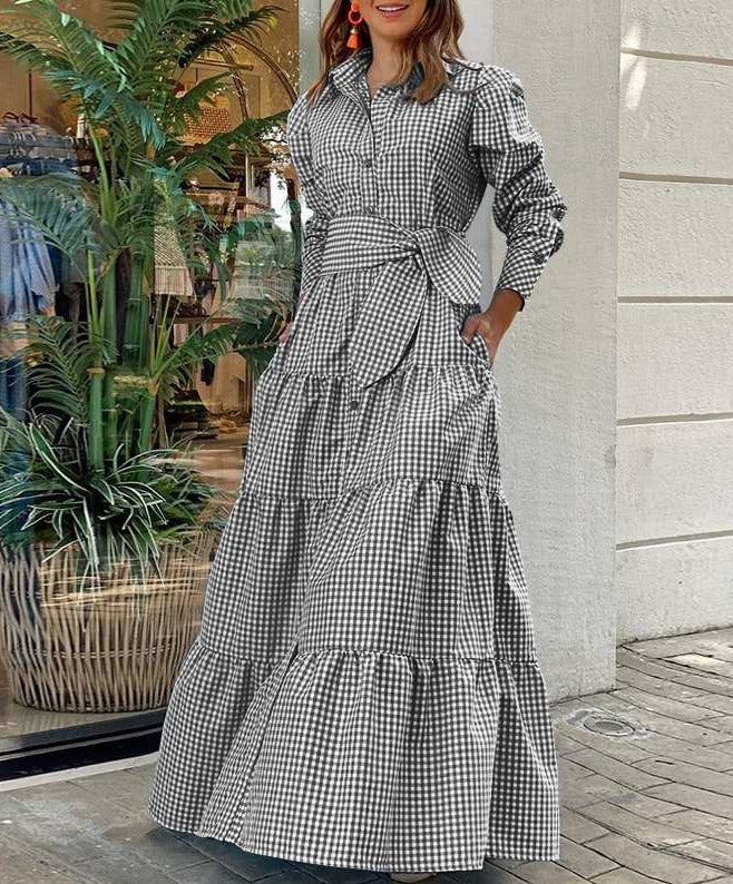 TANIA CHECK DRESS Black