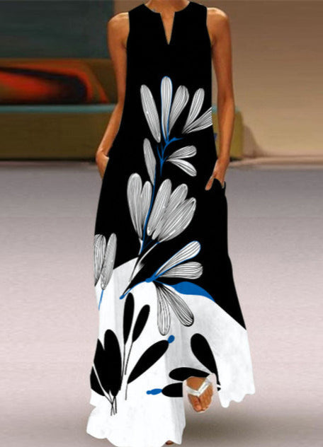 ILANA MAXI DRESS Black white