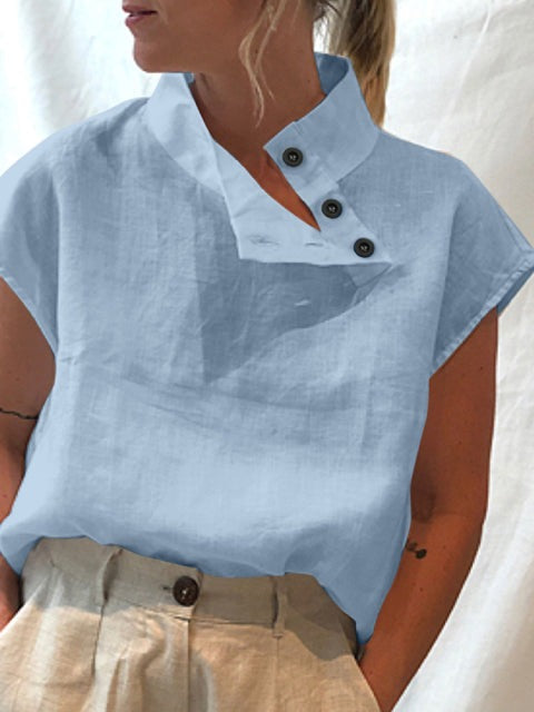 CEMILA LINEN TOP Light Blue