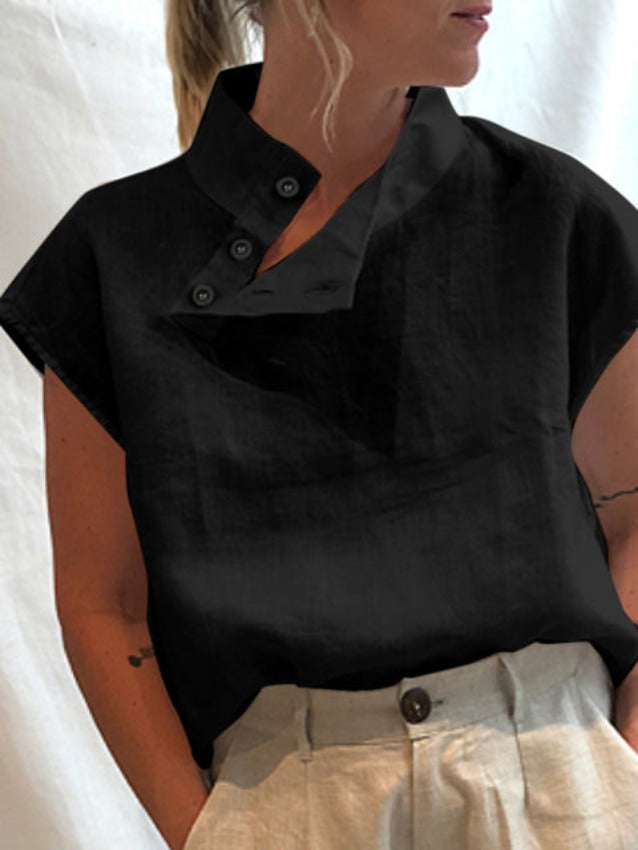 CEMILA LINEN TOP black