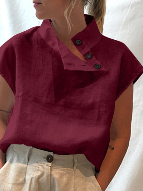 CEMILA LINEN TOP Wine Red