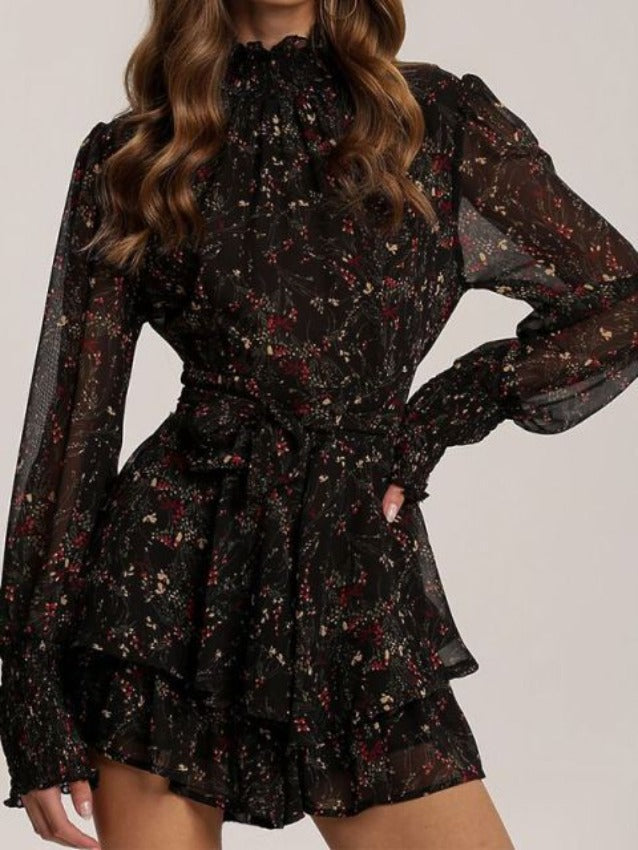 LEILA SPRING DRESS Black Floral