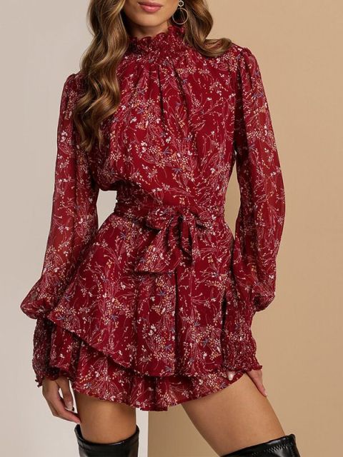 LEILA SPRING DRESS Burgundy