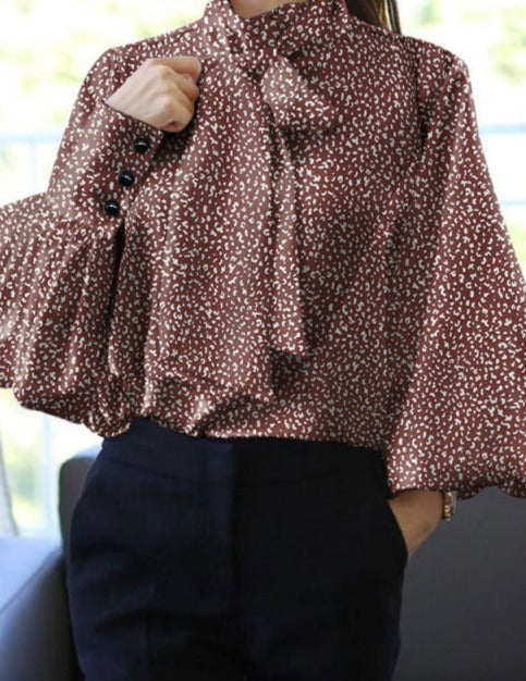 DONNA SATIN BLOUSE Coffee