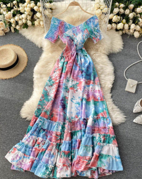 NATALY BOHEMIAN DRESS Blue One Size