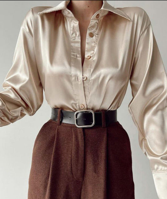 PEIGE SILK BLOUSE Champagne