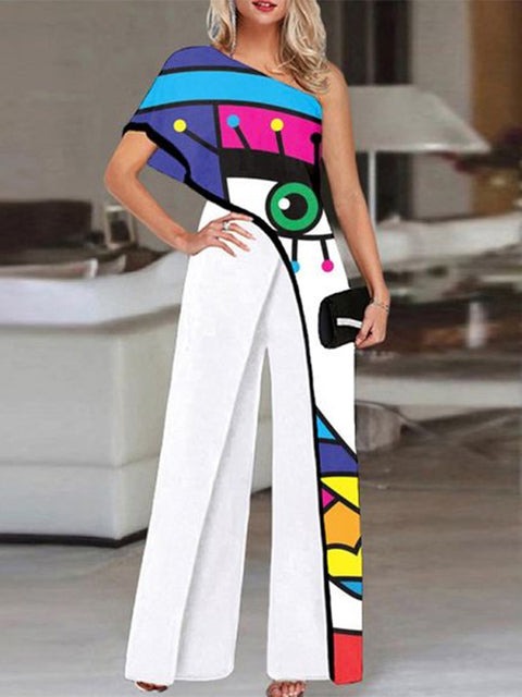 MIRANDA FACE JUMPSUIT Blue cartoon