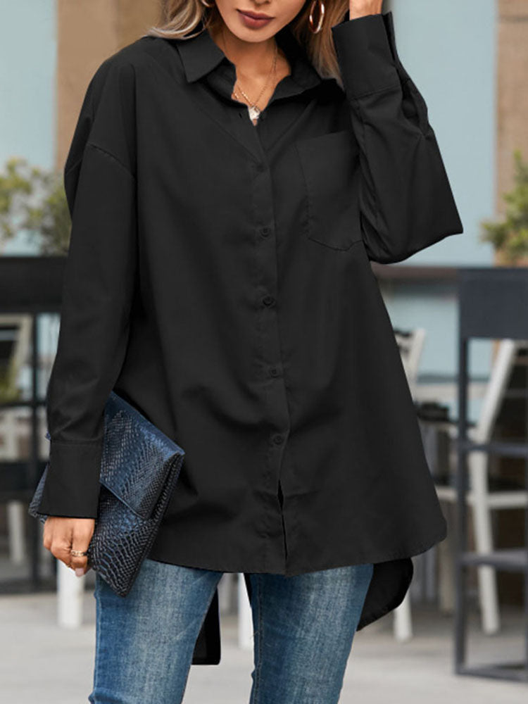 CHERYL ASYMMETRICAL SHIRT Black
