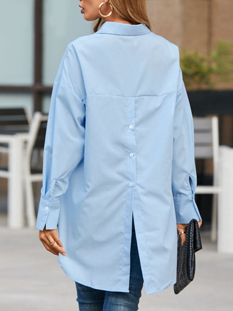 CHERYL ASYMMETRICAL SHIRT Light Blue