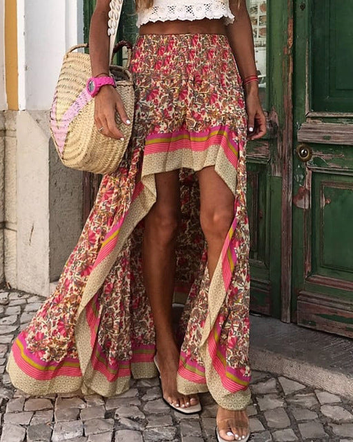 NEONILA SKIRT Red and beige