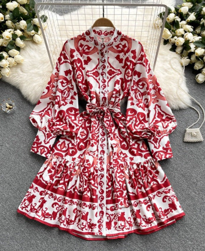 LAURINDA BOHEMIAN DRESS Red