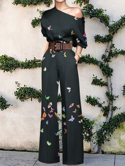 LEXY JUMPSUIT Black butterfly