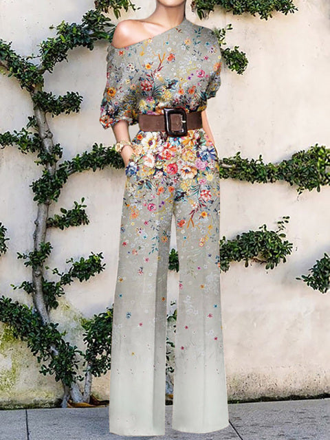 LEXY JUMPSUIT Grey floral