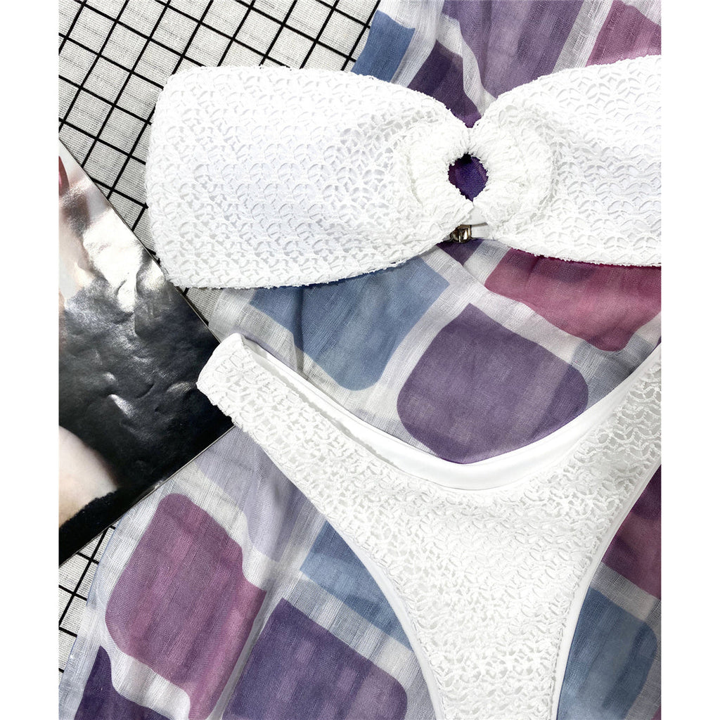 Wrinkled Bandeau Strapless Bikini