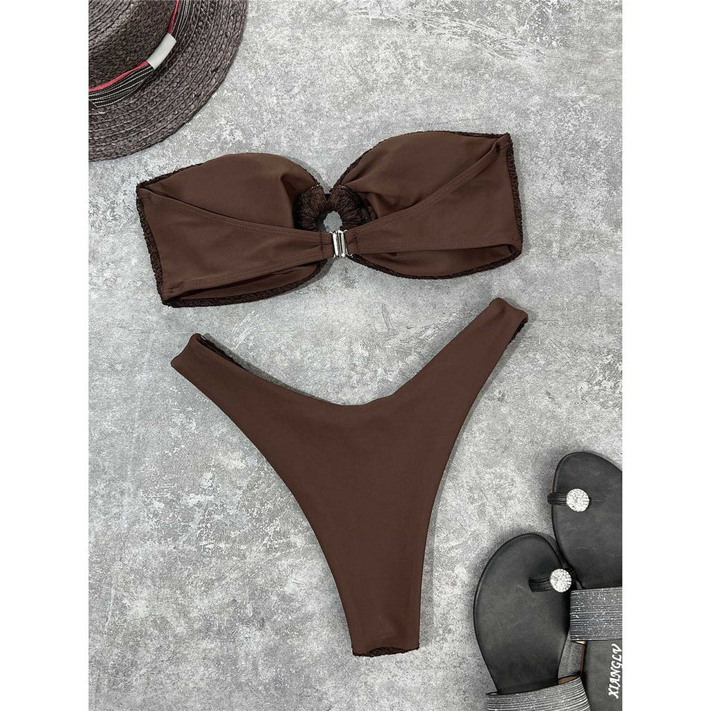 Wrinkled Bandeau Strapless Bikini