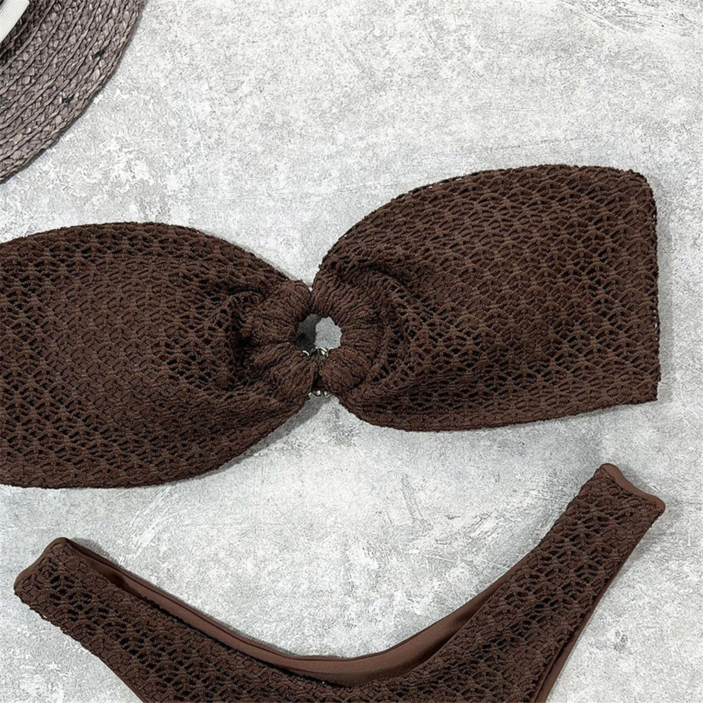 Wrinkled Bandeau Strapless Bikini