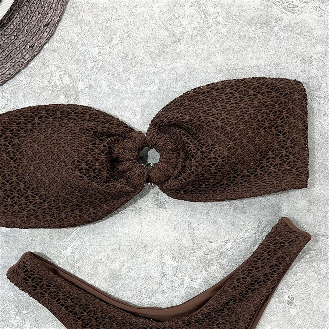 Wrinkled Bandeau Strapless Bikini