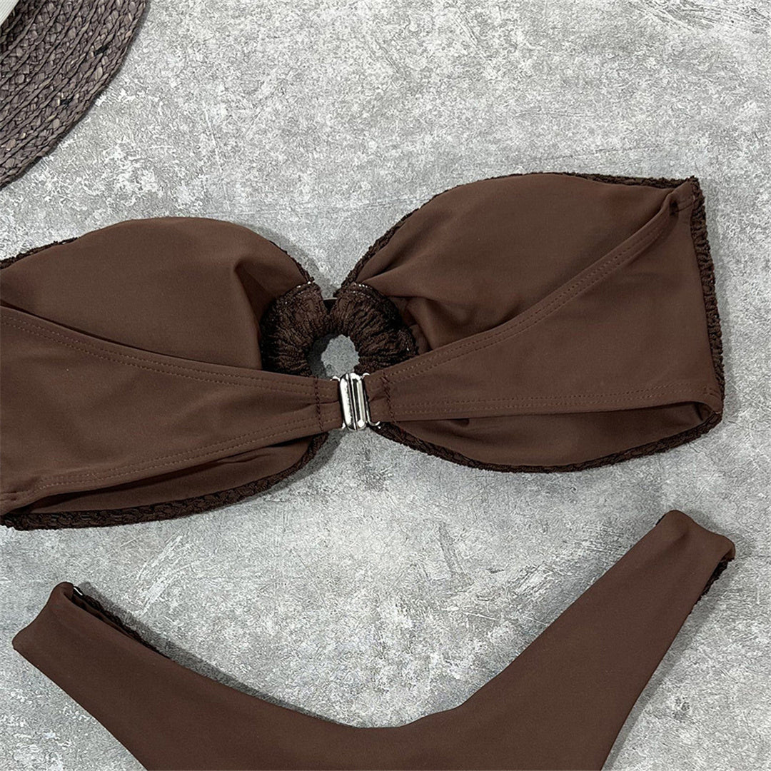 Wrinkled Bandeau Strapless Bikini