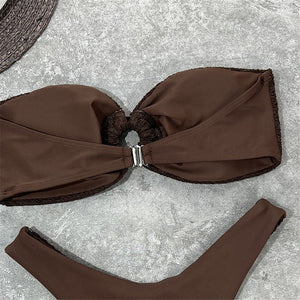 Wrinkled Bandeau Strapless Bikini
