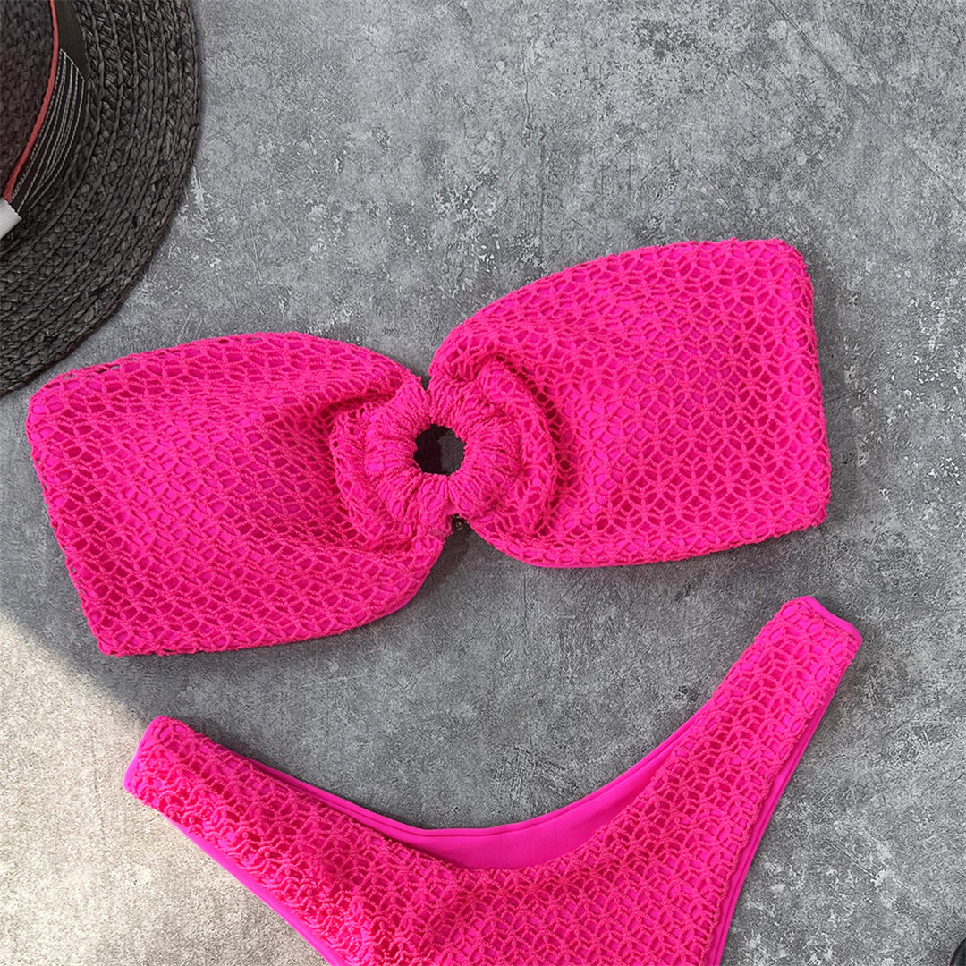 Wrinkled Bandeau Strapless Bikini