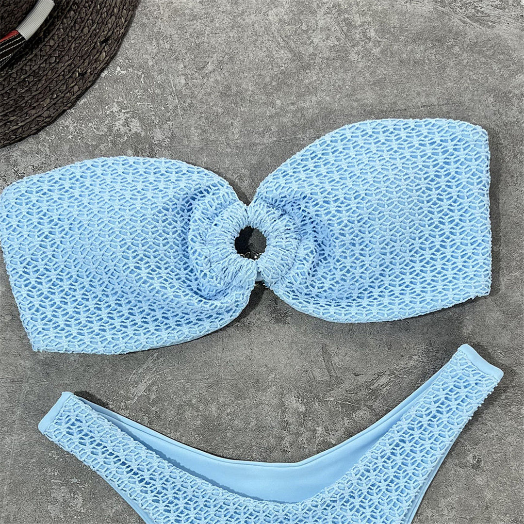 Wrinkled Bandeau Strapless Bikini