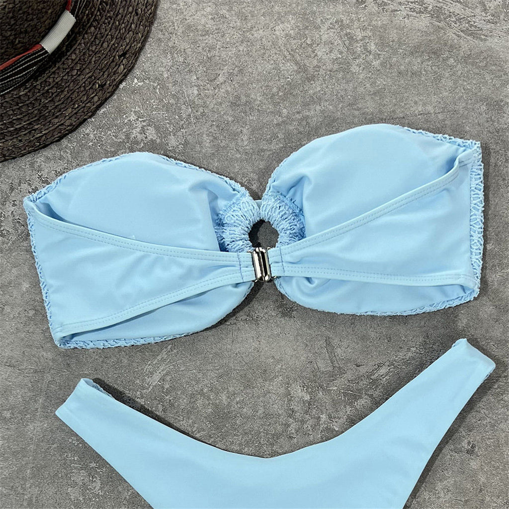 Wrinkled Bandeau Strapless Bikini