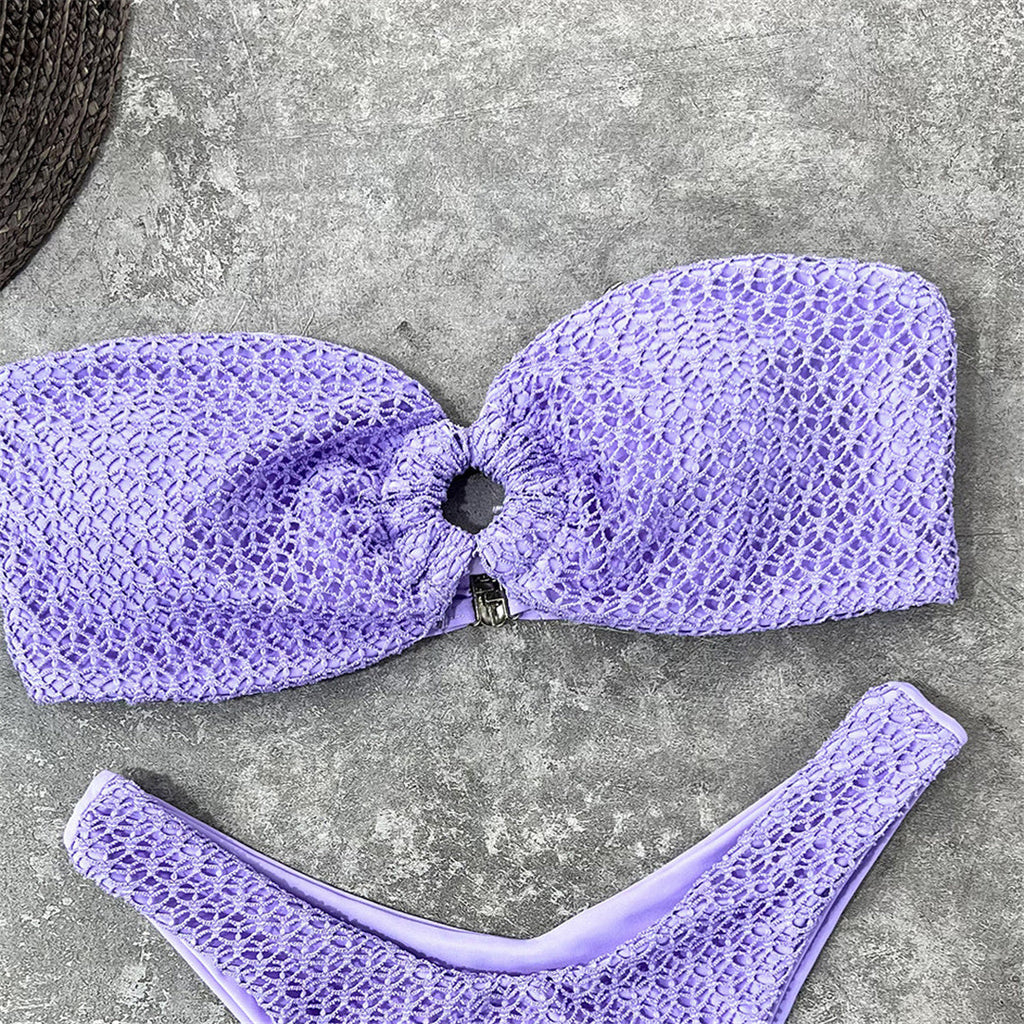 Wrinkled Bandeau Strapless Bikini