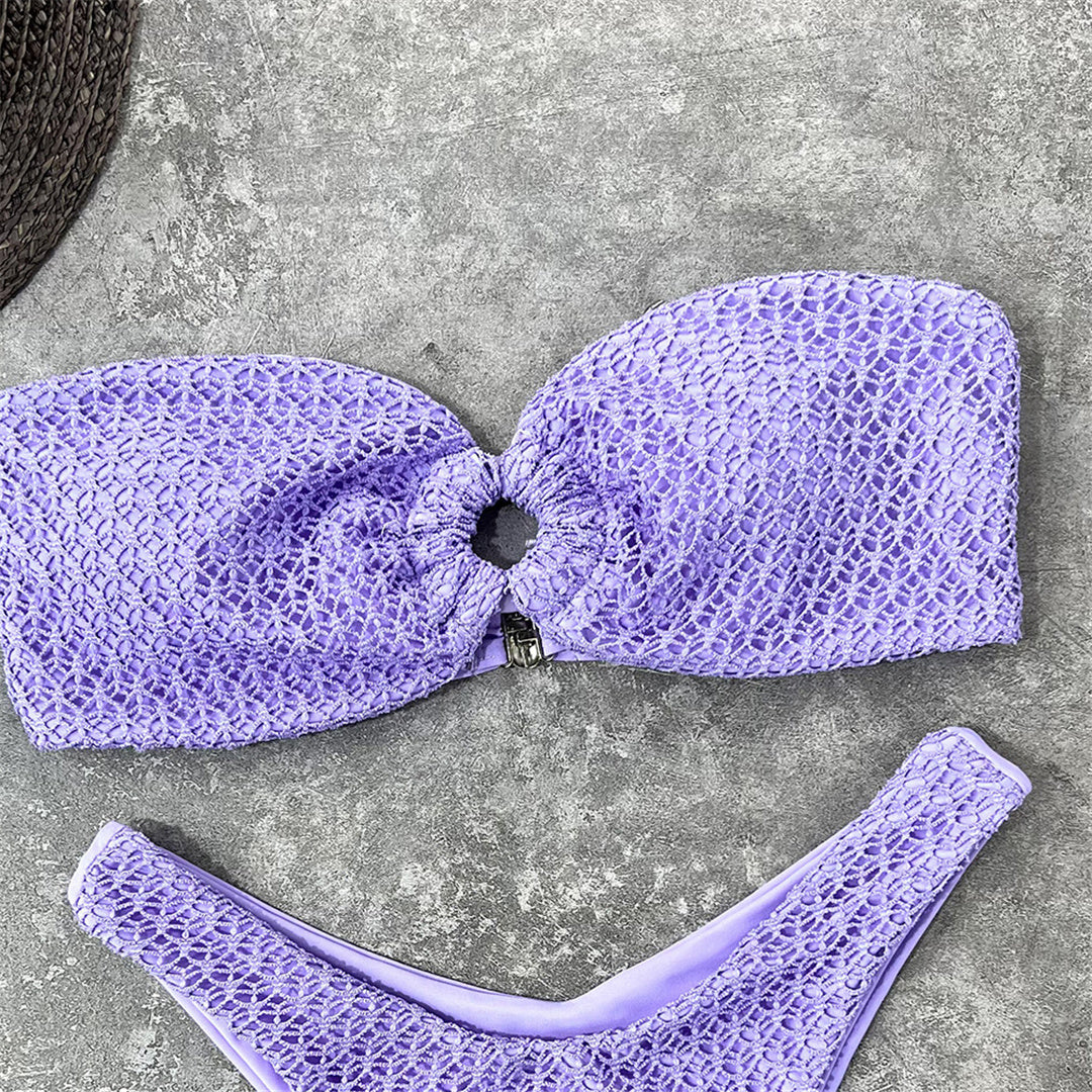 Wrinkled Bandeau Strapless Bikini