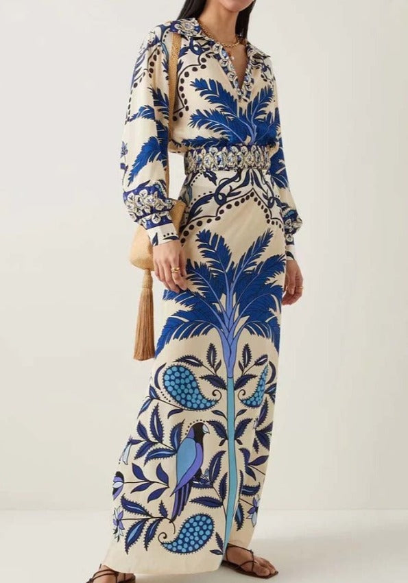 MIA BLOUSE & LONG SKIRT SET Blue set (short blouse)