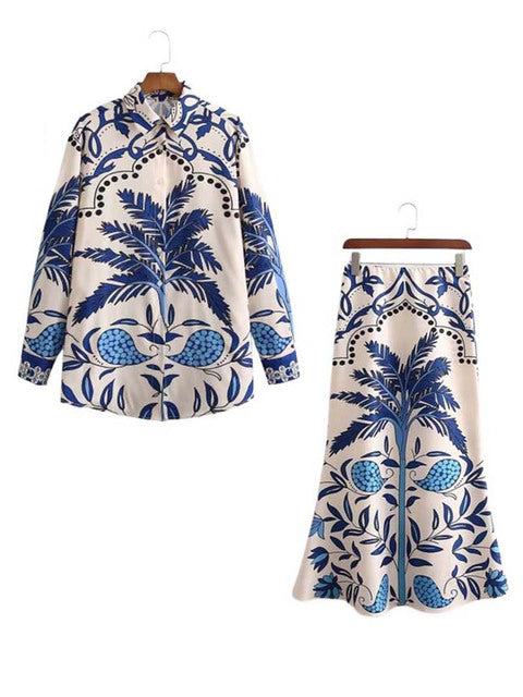 MIA BLOUSE & LONG SKIRT SET Blue set (long blouse)